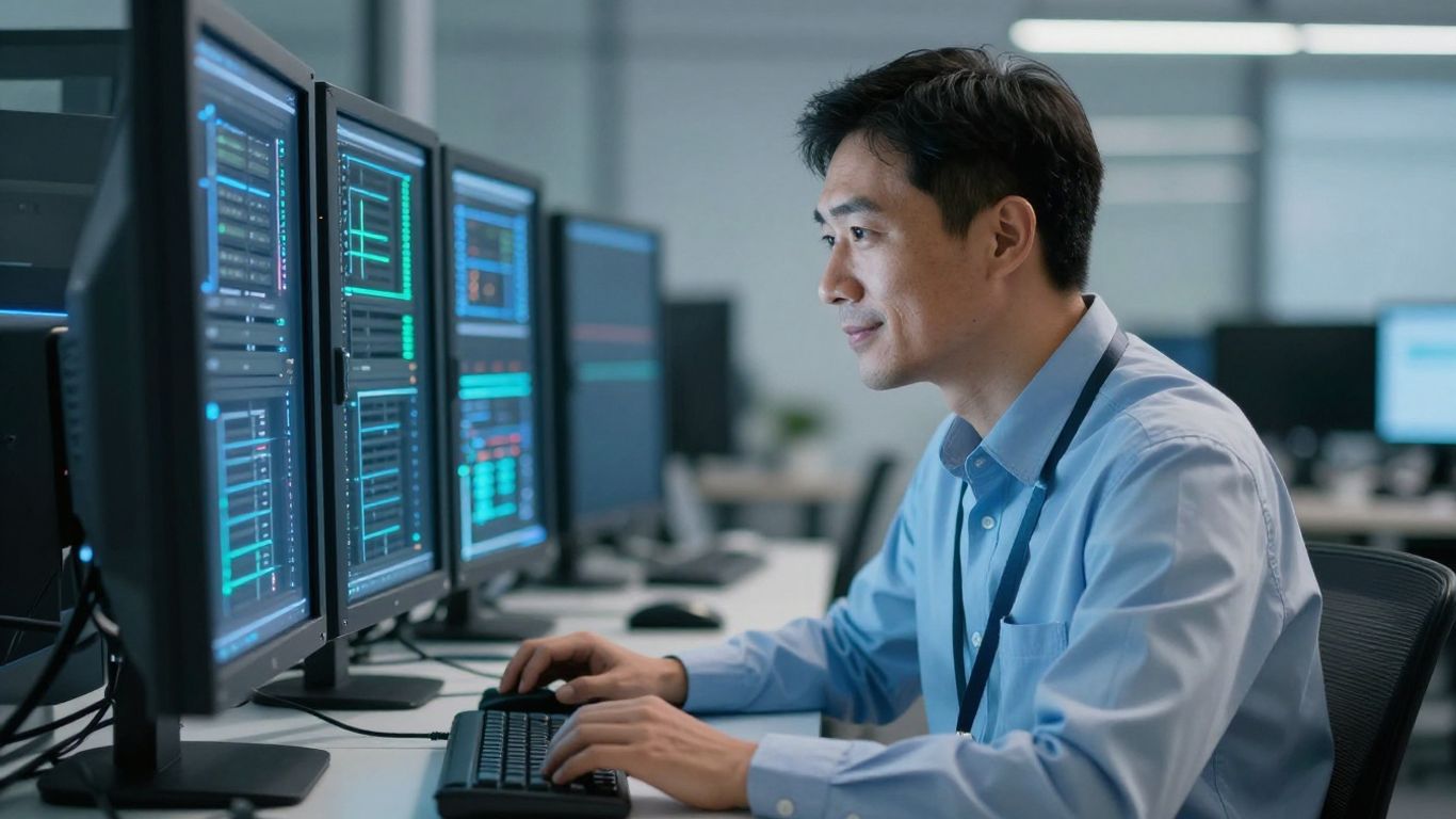 IT technician managing server racks