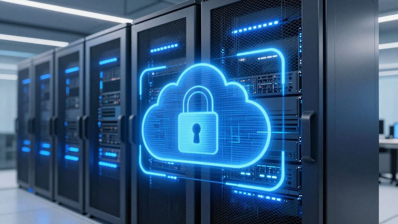 Cloud-based access control padlock and server room.