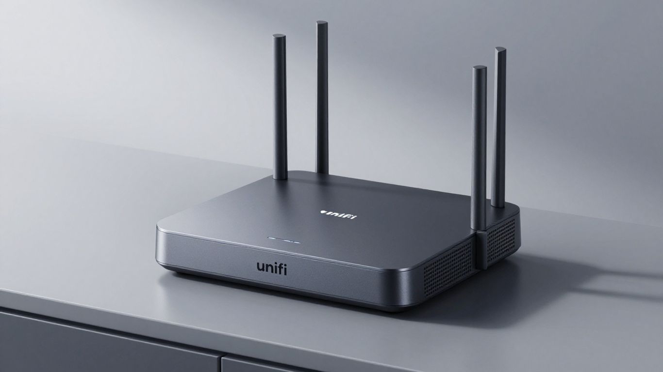 Unifi Dream Router, a compact home network device.