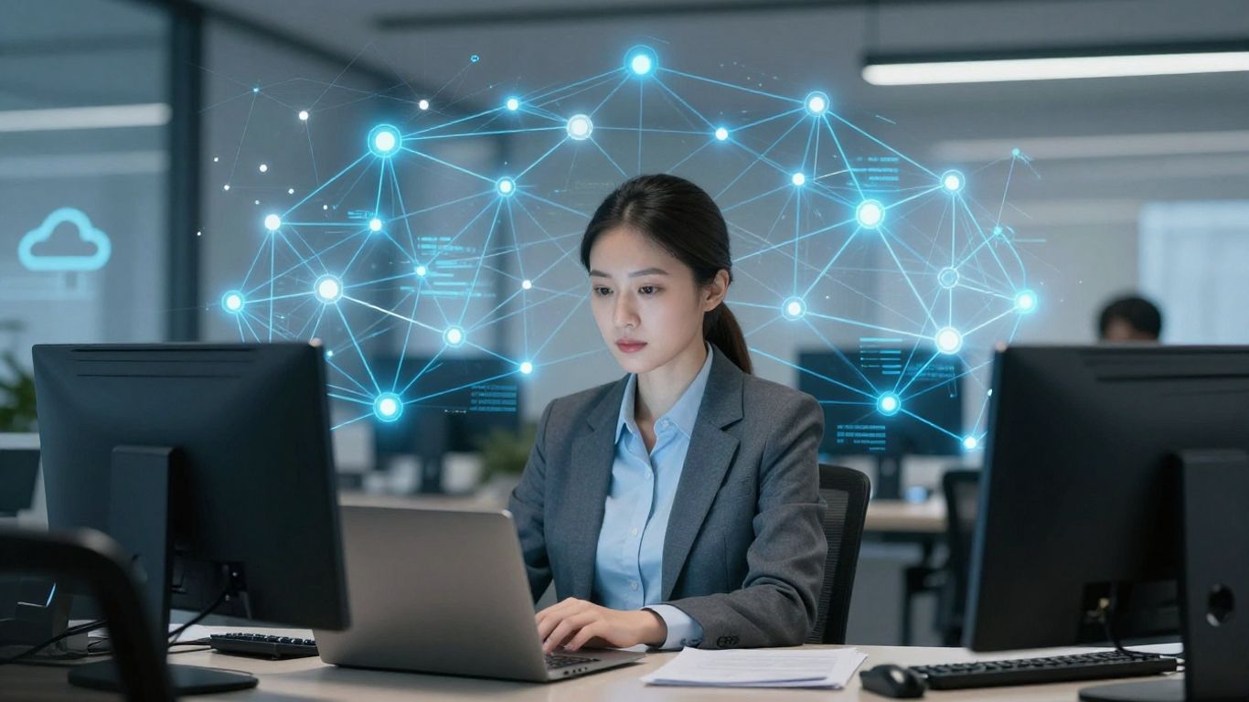 Managed service provider business concept with digital connections.