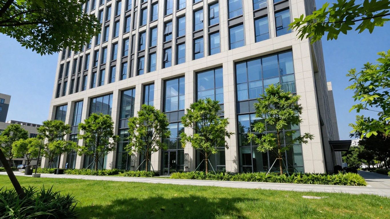 Verkada San Mateo office building exterior with trees and blue sky.