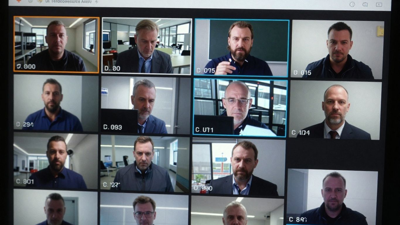 Digital security camera feed on a screen.