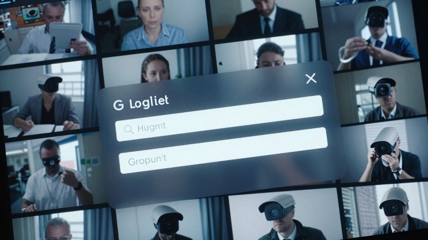 Eagle Eye Networks login screen with live camera feeds.