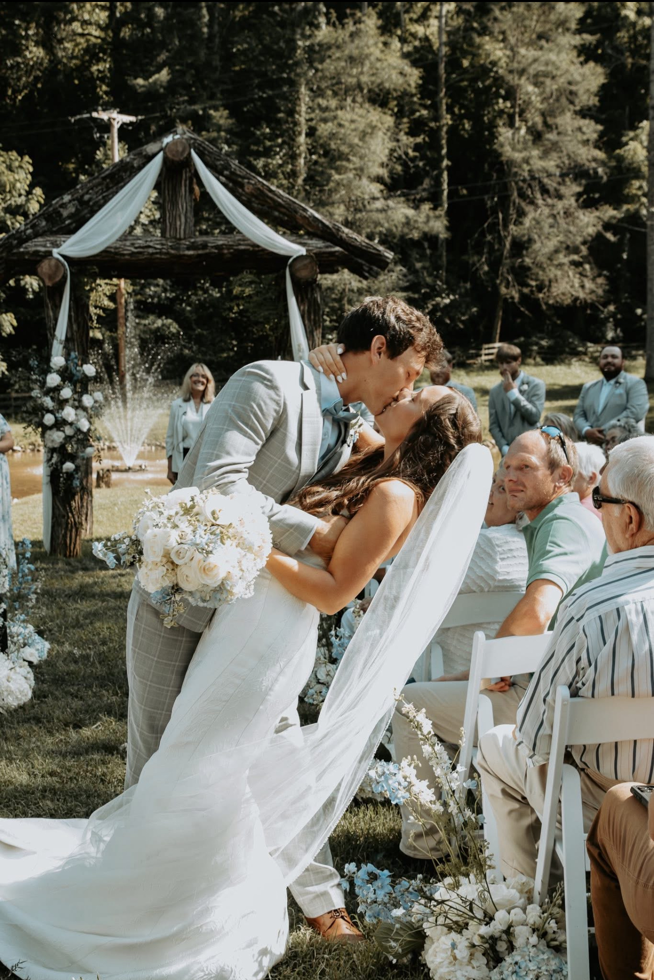 North Georgia farm wedding venue couple standing in farm pasture