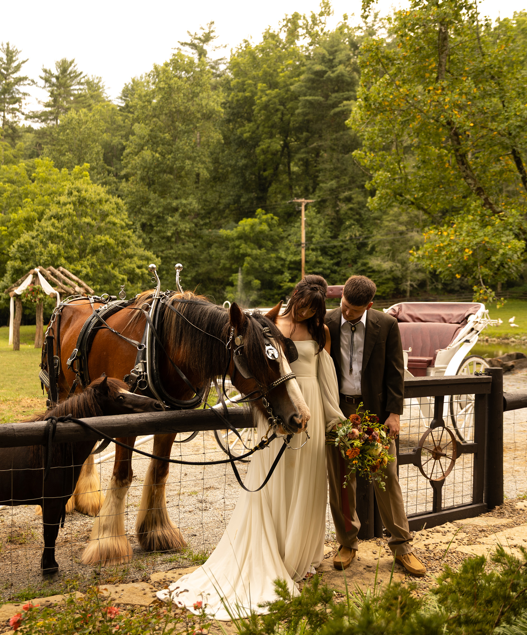 Wedding ceremony on pond at Satolah Creek Farm wedding venue in North Georgia