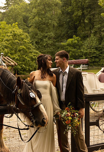 North Georgia farm wedding venue couple standing in farm pasture