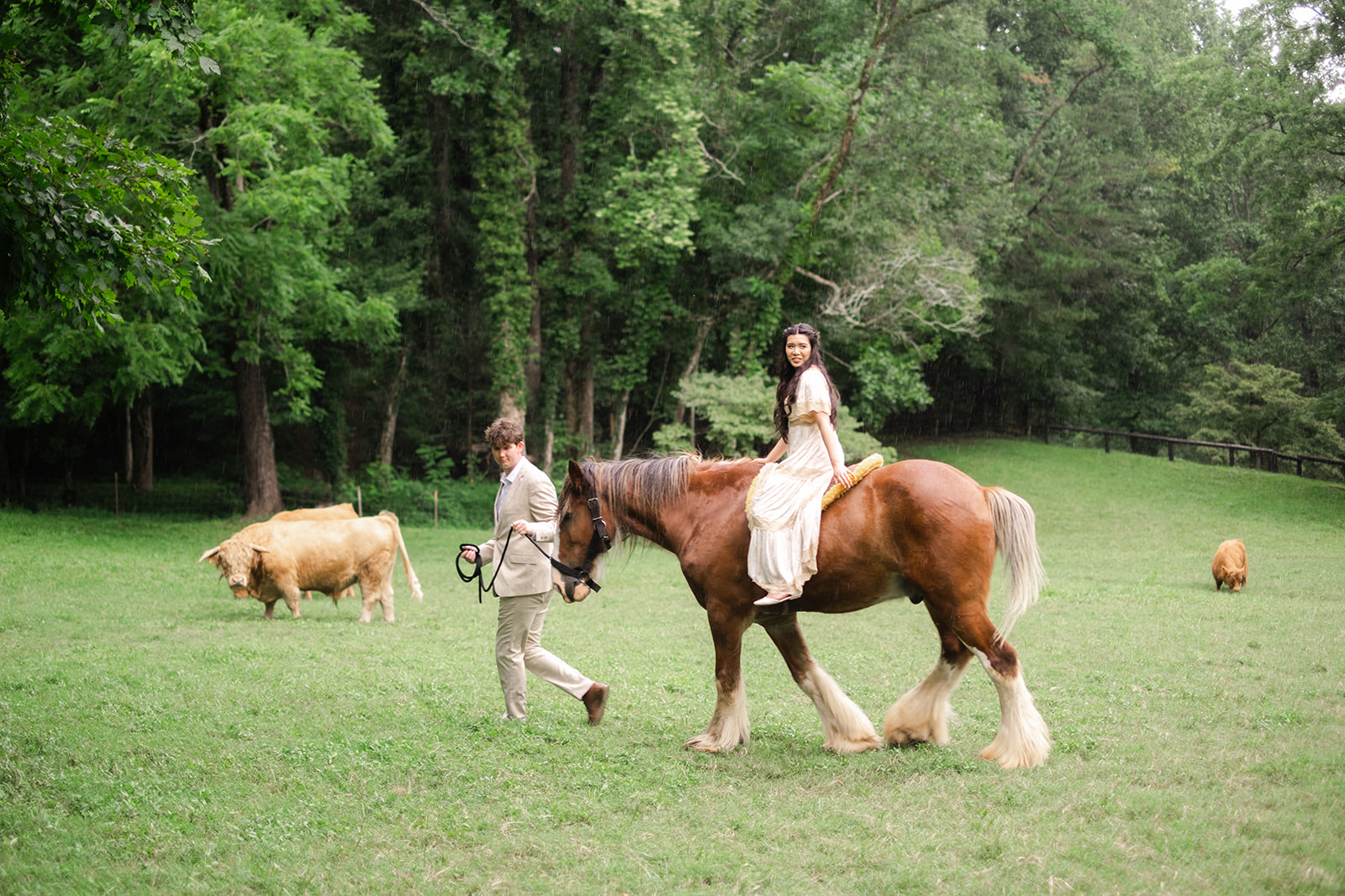 Couple celebrating just being married in North Georgia's Farm Wedding Venue