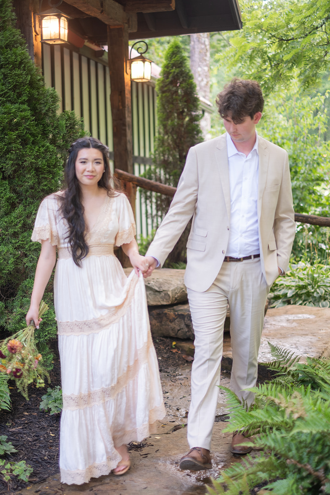 North Georgia farm wedding venue couple standing in farm pasture