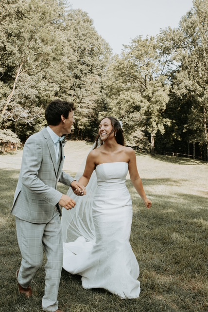 North Georgia farm wedding venue couple standing in farm pasture