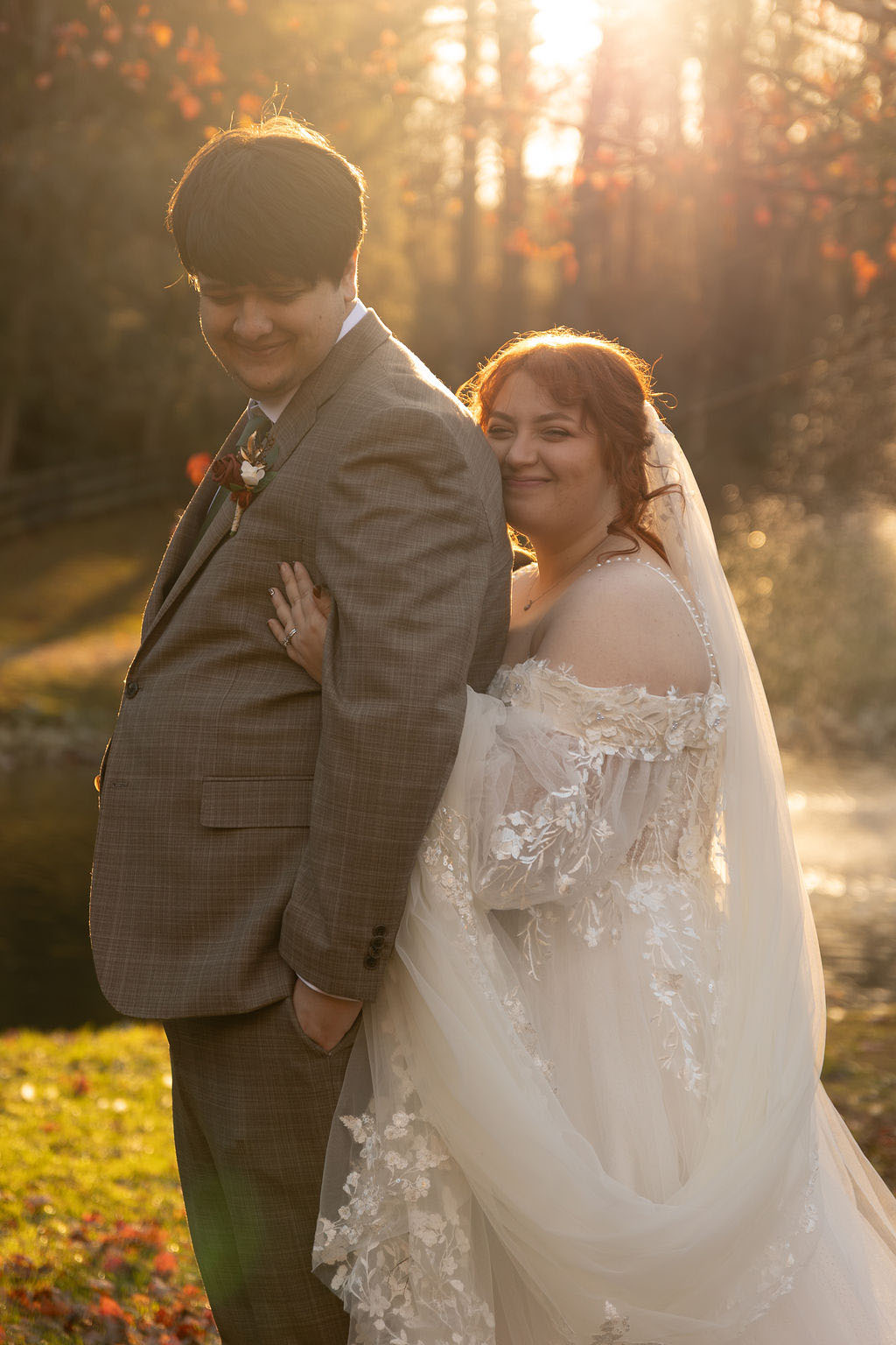 North Georgia farm wedding venue couple standing in farm pasture