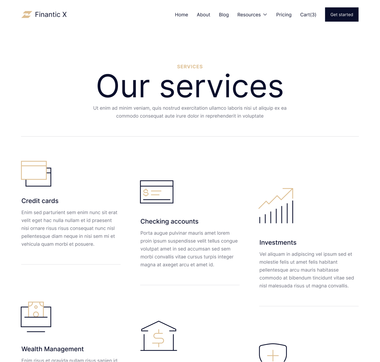 Finantic X - Services page - Modern Bank Webflow Template