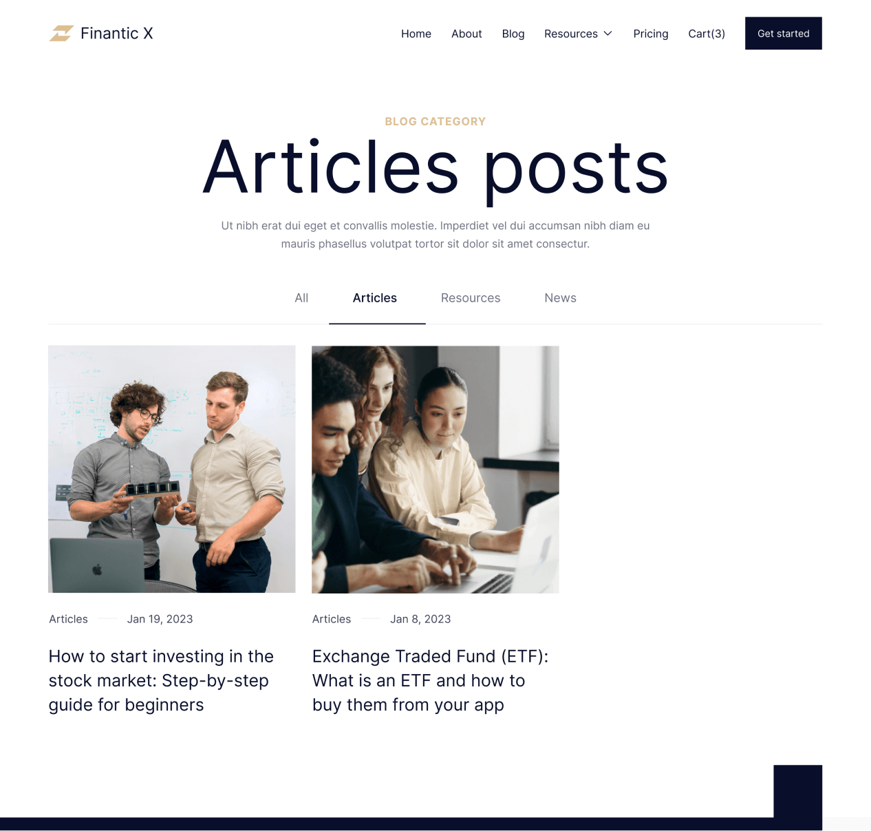 Finantic X - Blog Category page - Modern Bank Webflow Template