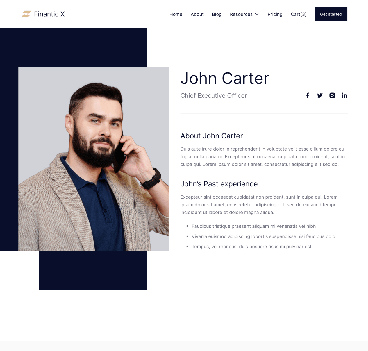 Finantic X - Team Member page - Modern Bank Webflow Template