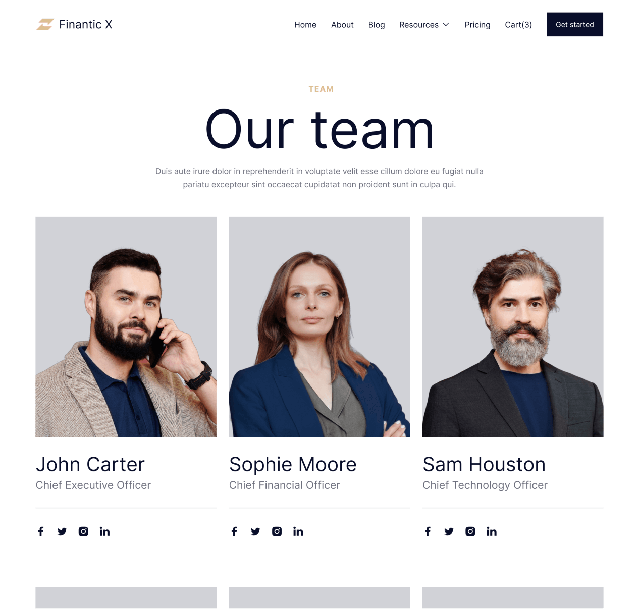 Finantic X - Team page - Modern Bank Webflow Template