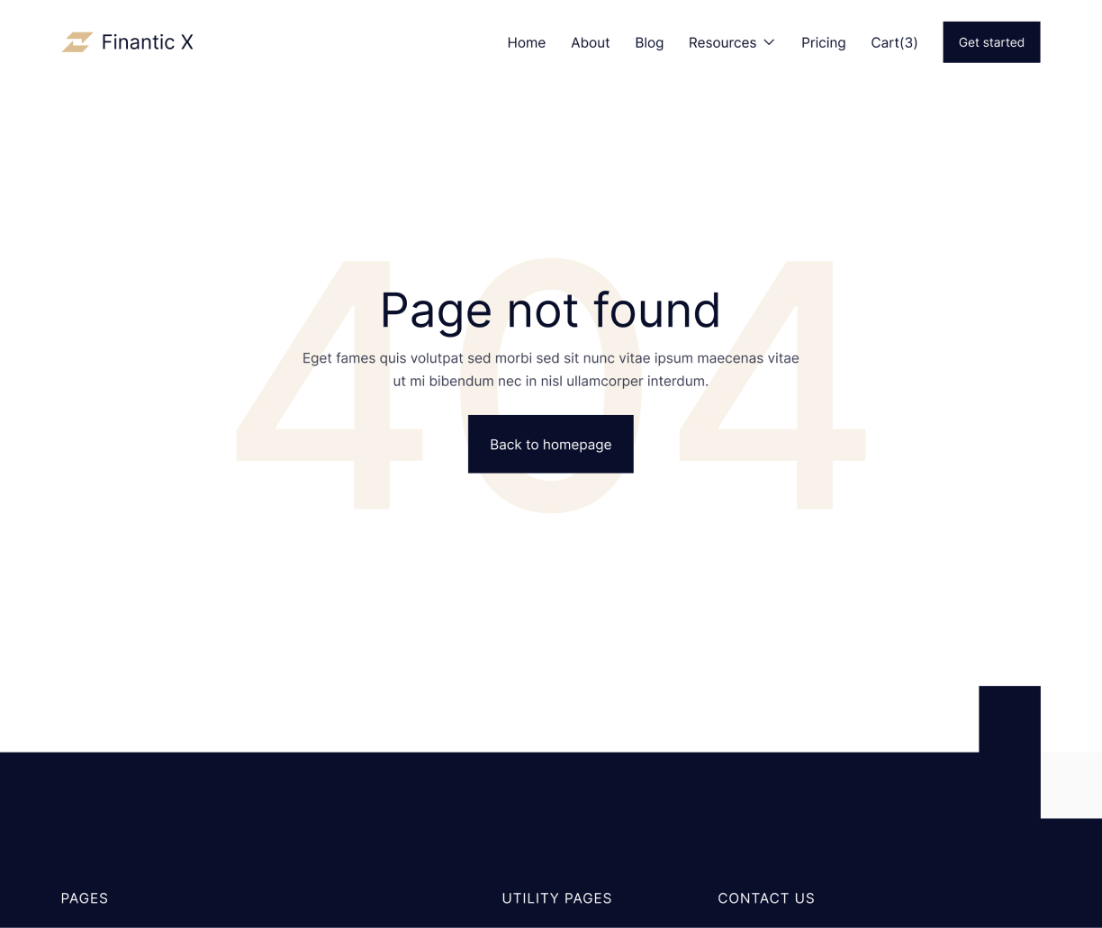 Finantic X - 404 not Found page - Modern Bank Webflow Template