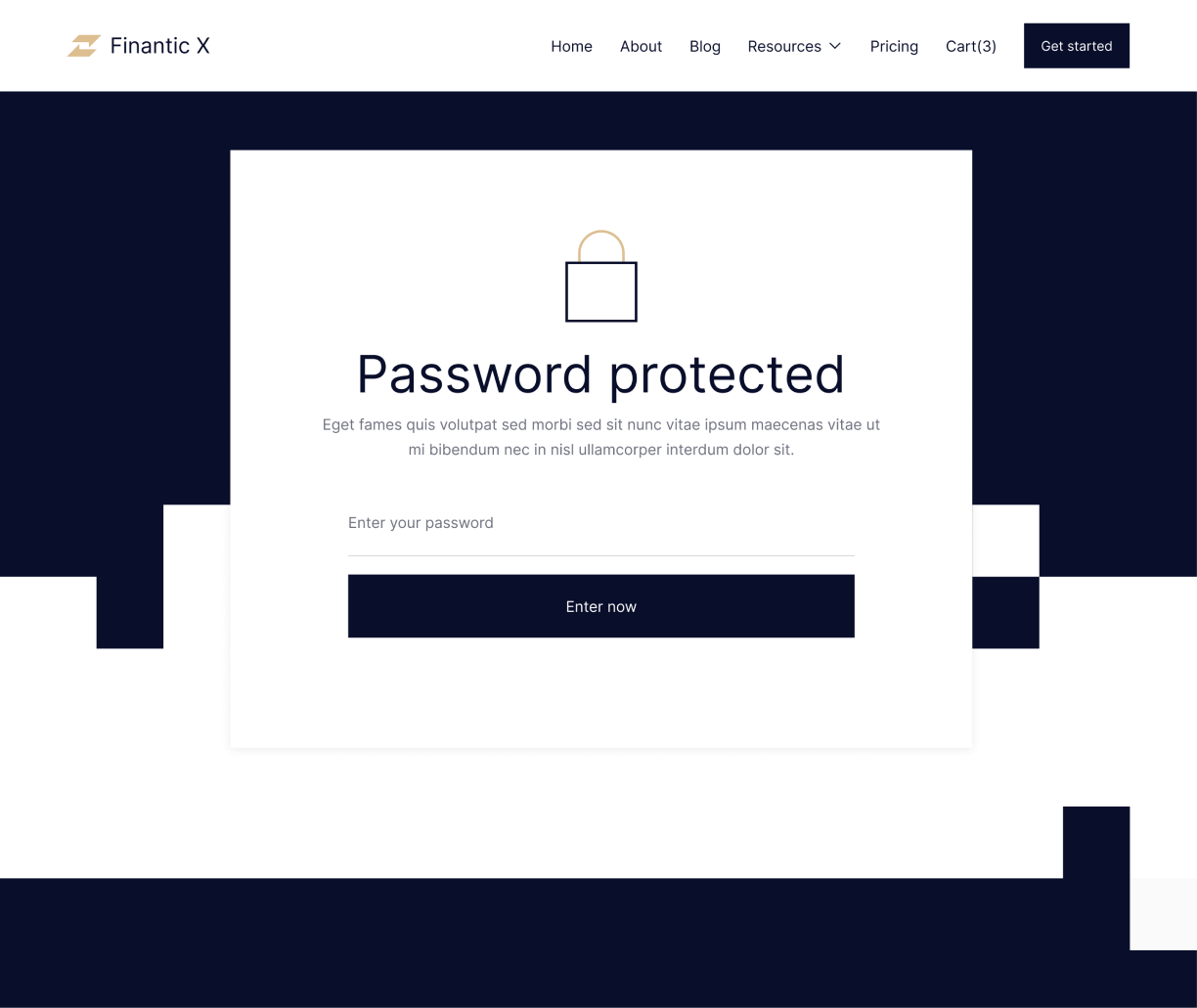 Finantic X - Password Protected page - Modern Bank Webflow Template