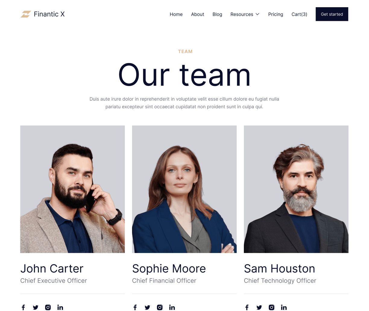 Finantic X - Team page - Modern Bank Webflow Template