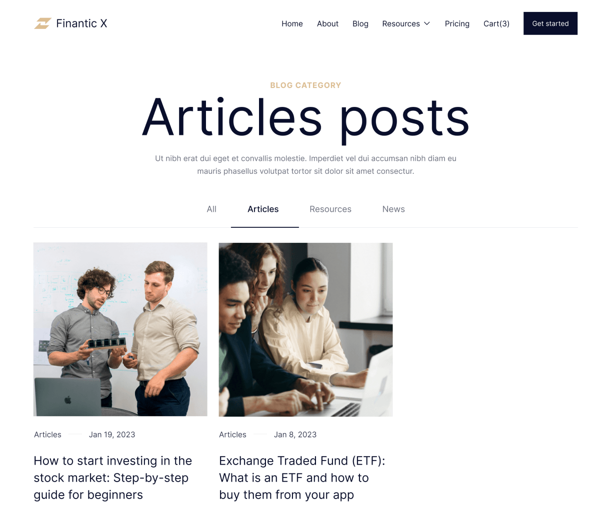 Finantic X - Blog Category page - Modern Bank Webflow Template