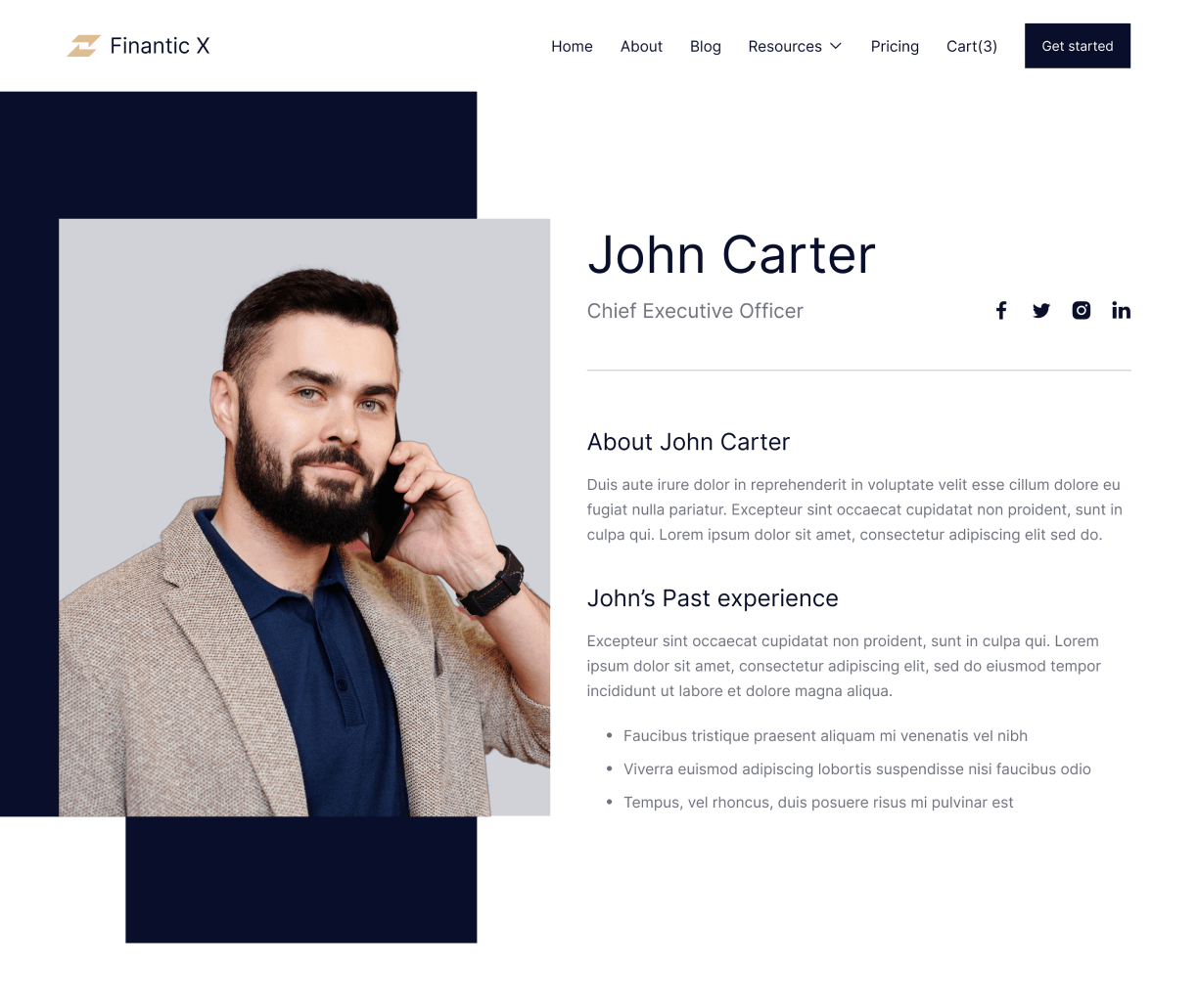 Finantic X - Team Member page - Modern Bank Webflow Template