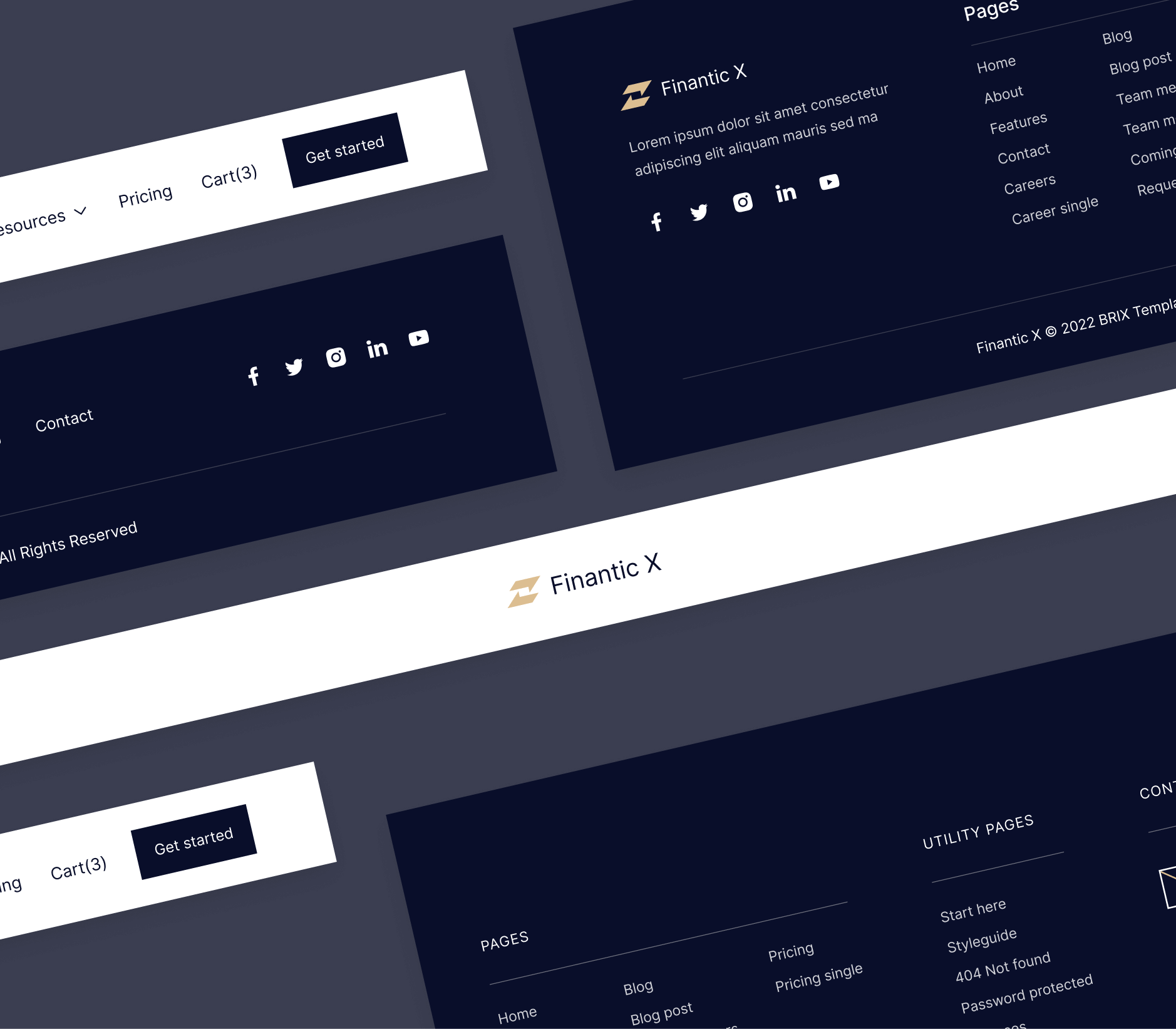 Finantic X - 3 Headers and Footers - Modern Bank Webflow Template