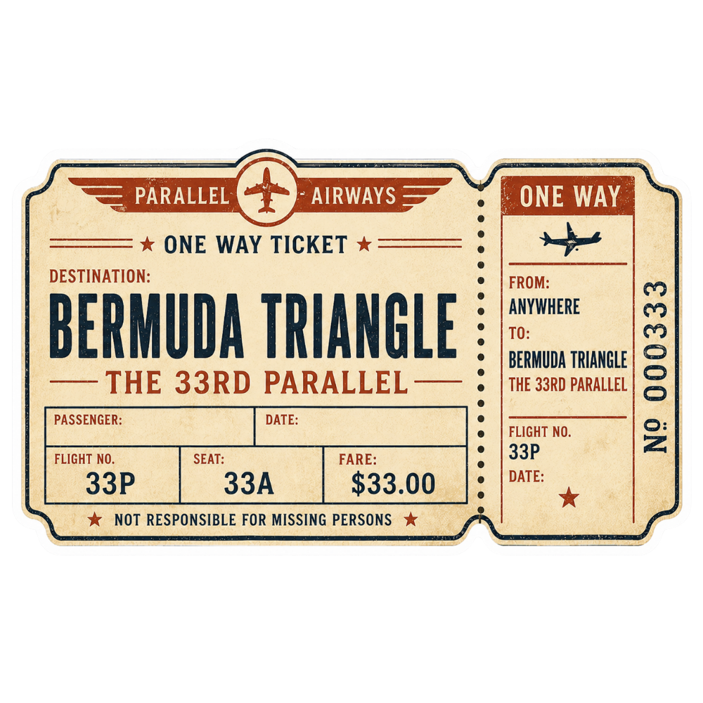 Bermuda Triangle The 33rd Parallel Sticker 3″ × 1.86″
