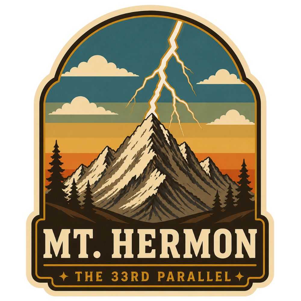 Mt. Hermon The 33rd Parallel Sticker 2.56″ × 3″