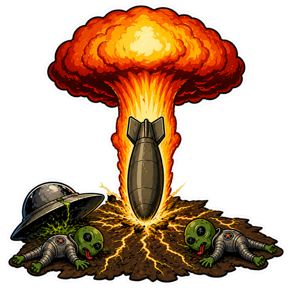 509th Bombardement Group Roswell Aliens Sticker 2.98″ × 3″