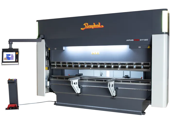 A thumbnail image of a press brake with laser angle measurement