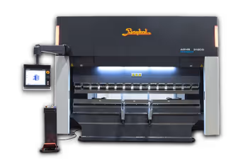 Front view of a hybrid press brake