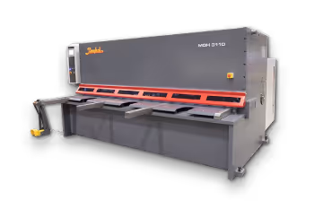 Quarter angle view of a sheet metal guillotine