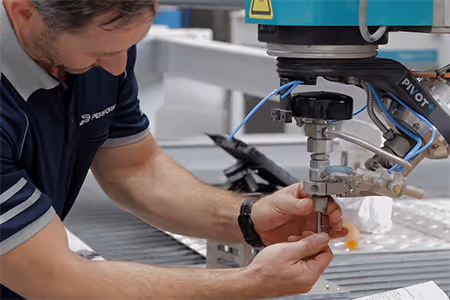 Fall low shot of a waterjet cutting system Mach 200 C