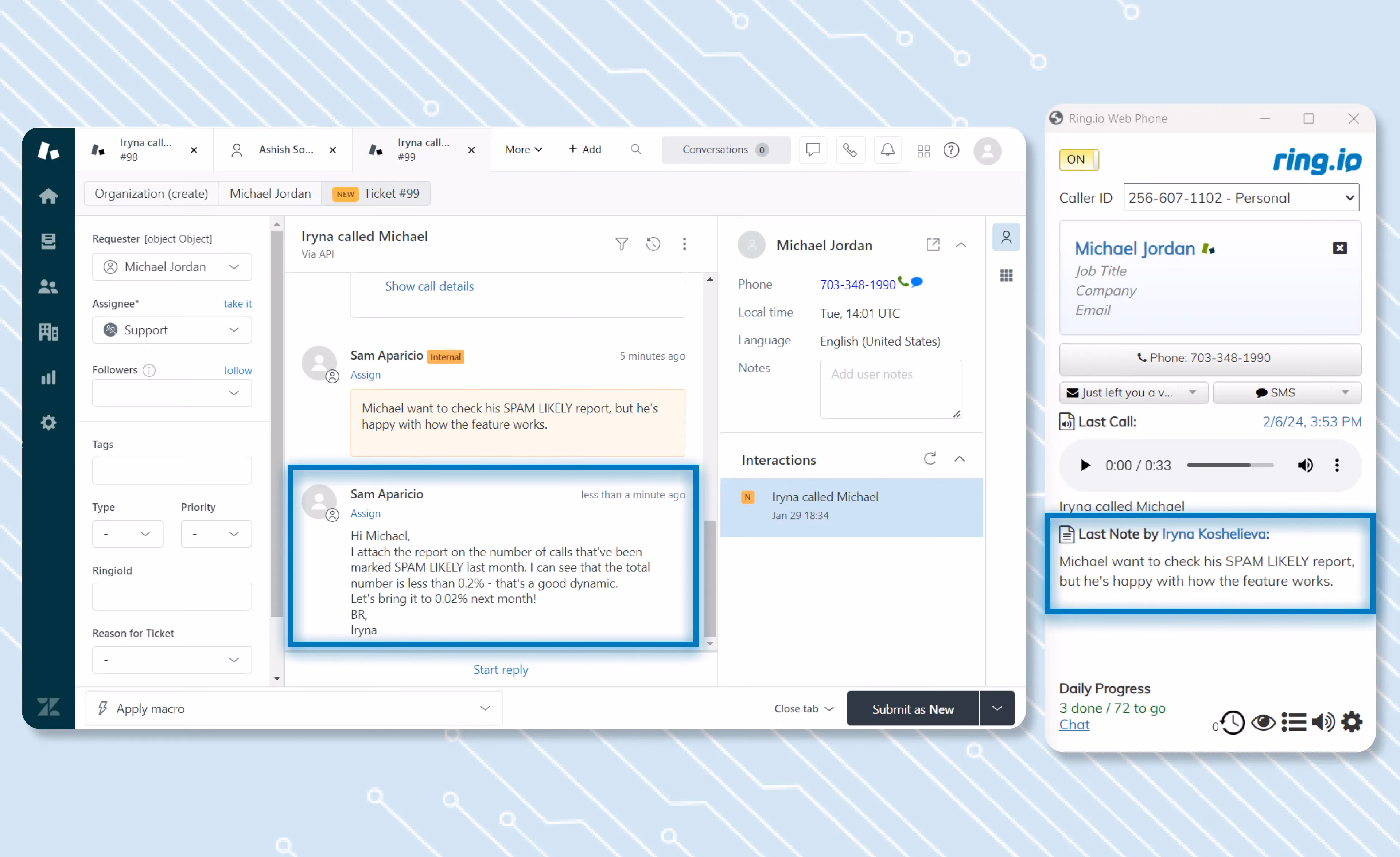 Track your customer support tickets progress