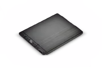 Black graphic drawing tablet with three buttons on the left side and a USB port.