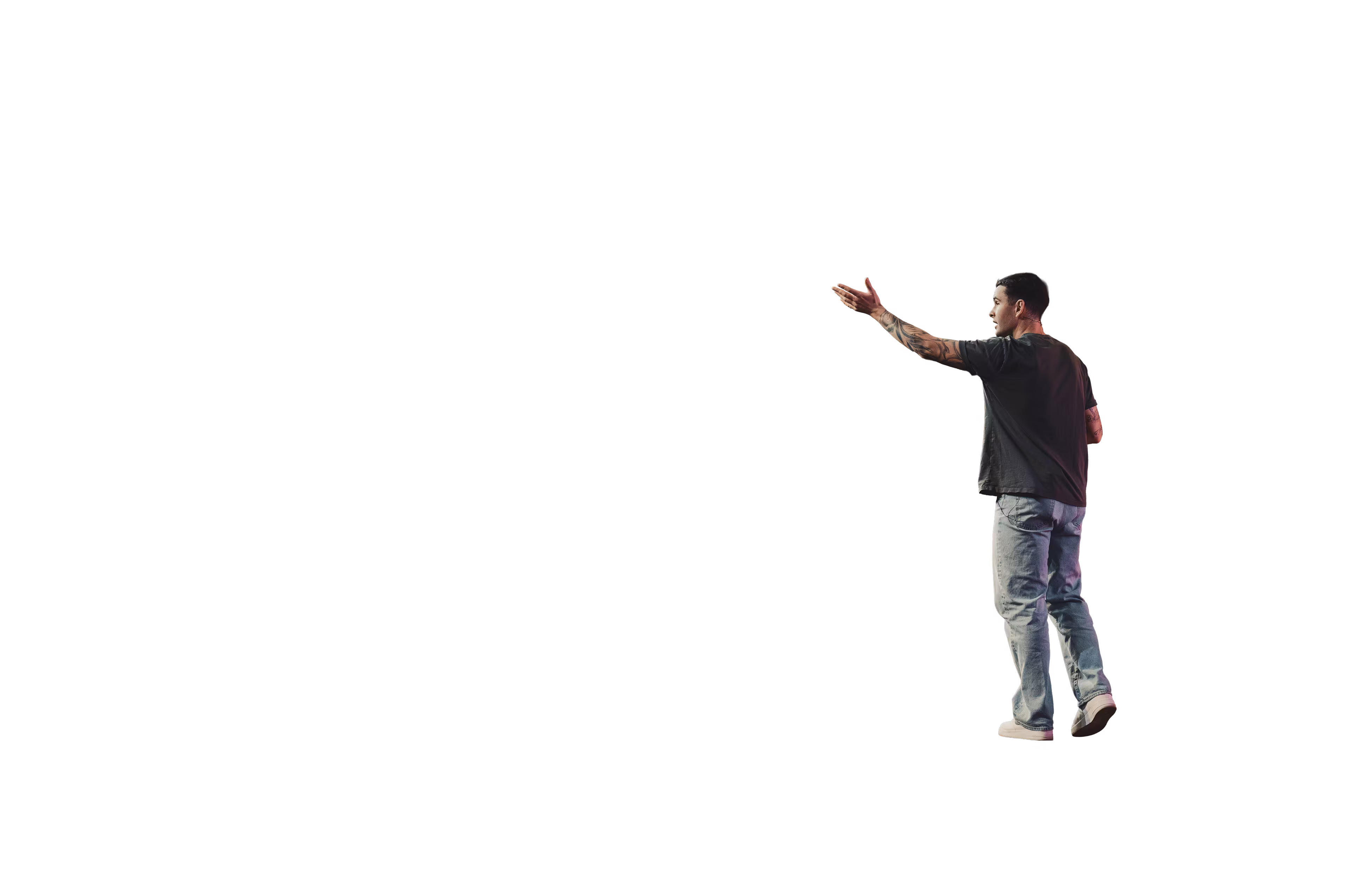a man standing with his arms out