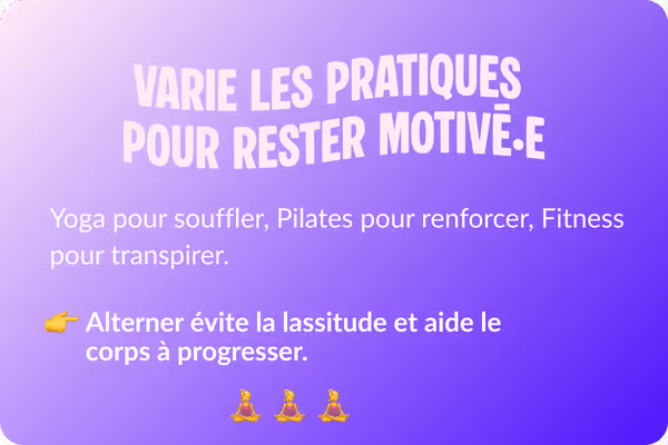 Carte cadeau rose avec espace pour remplir le nom de l'expéditeur, le bénéficiaire, le montant et un message, accompagnée de photos de personnes pratiquant le yoga en groupe.