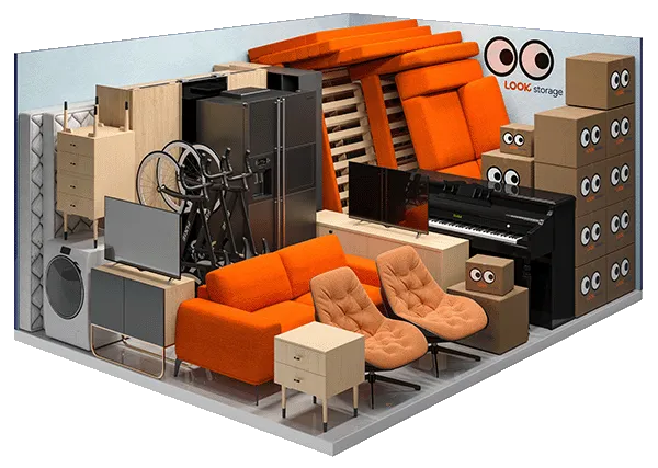 A graphic showing what fits inside a LOOK 175 square feet unit