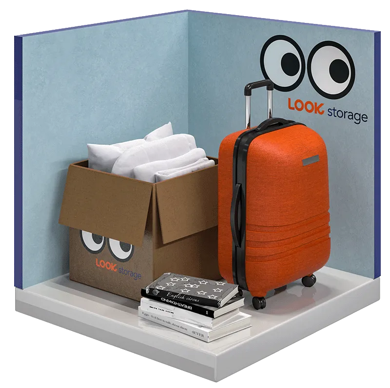 A graphic showing what fits inside a LOOK locker