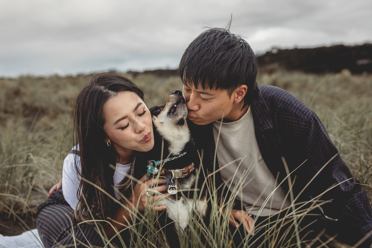 A couple with their dog