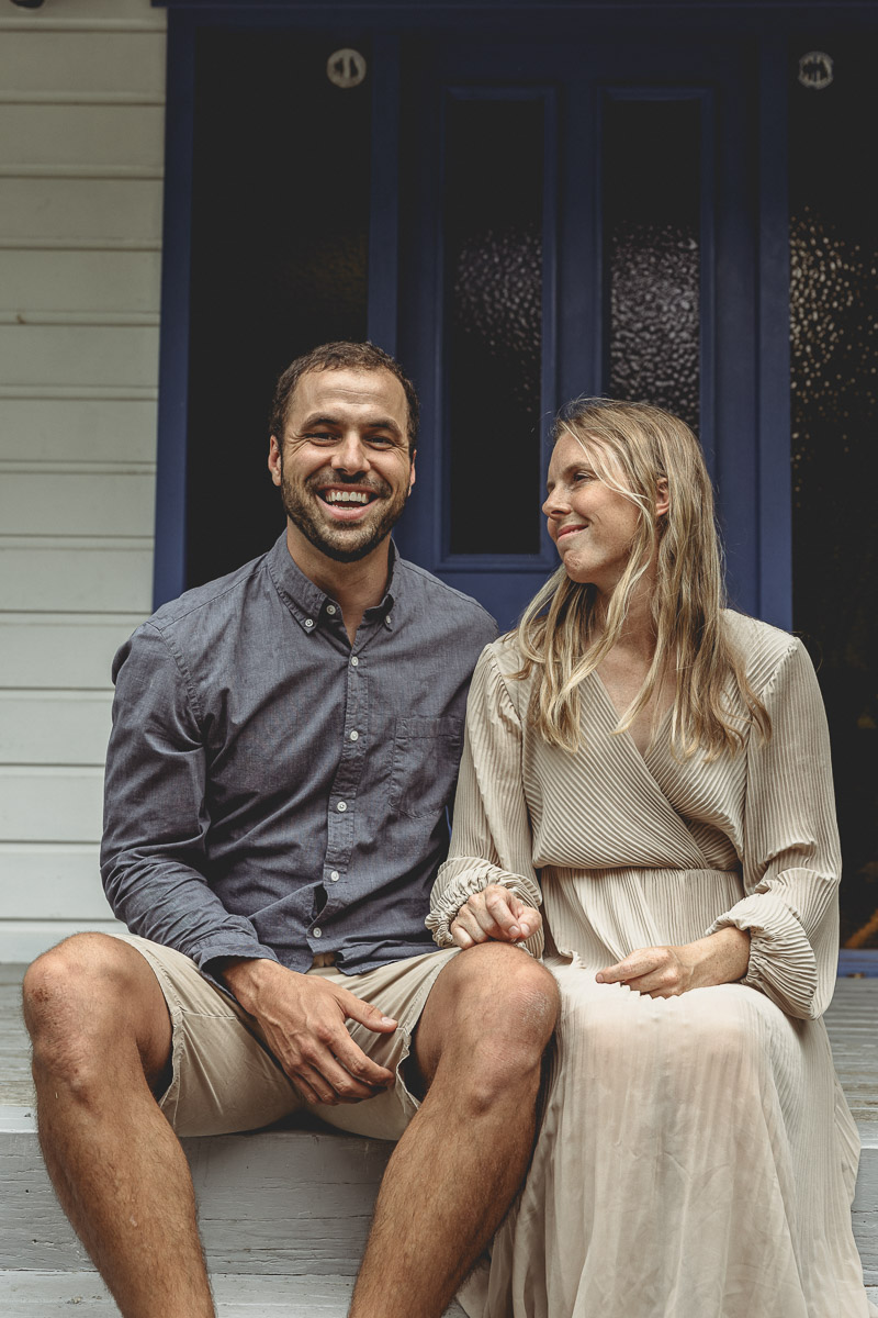 Couple on their entrance door