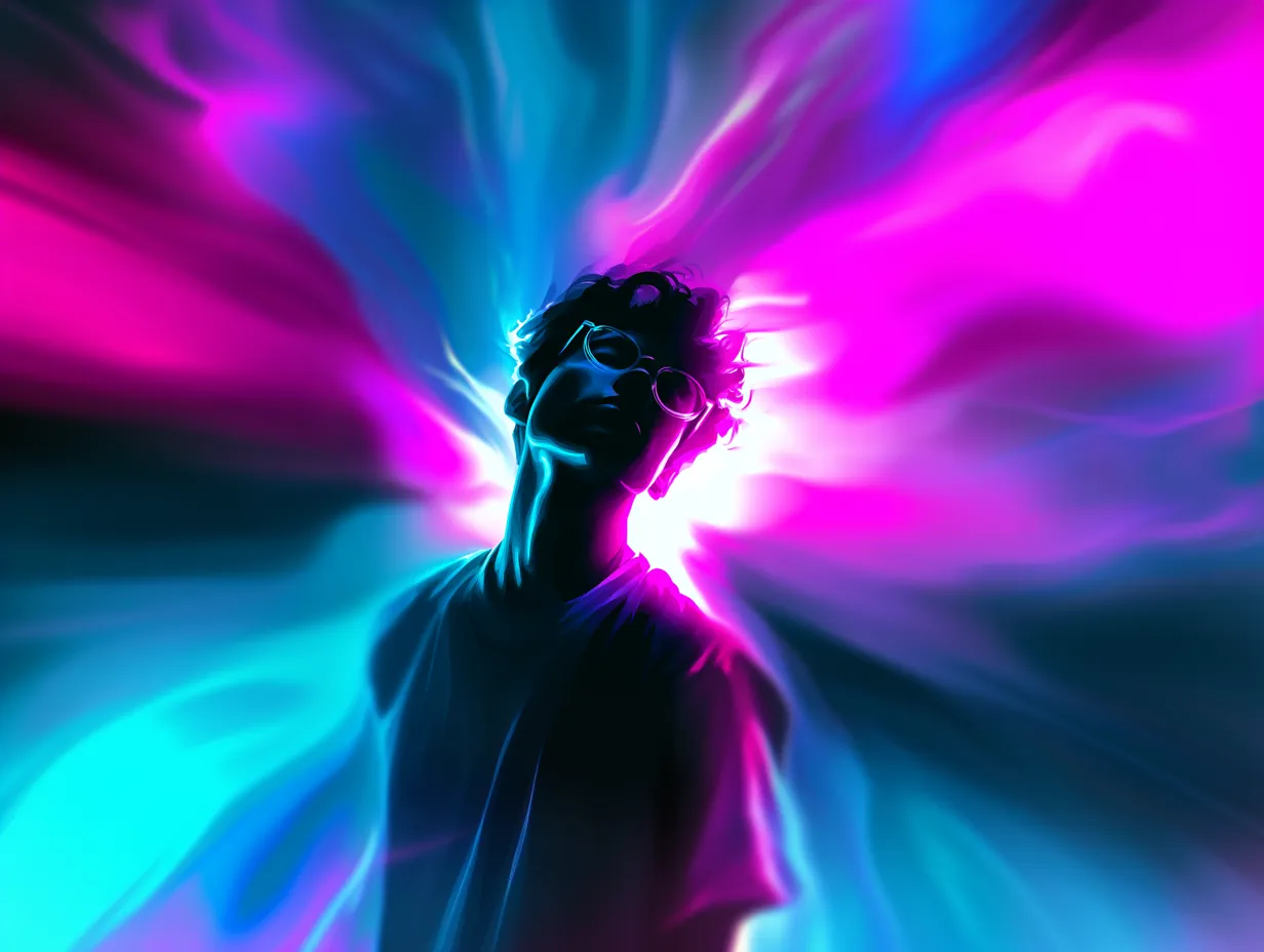 Abstrakte Designgrafik in kräftigen Farben zur visuellen Unterstützung der Startseite