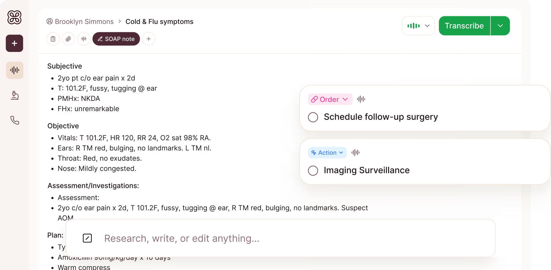 Heidi Health's consult interface - designed for individual clinicians and general practice.