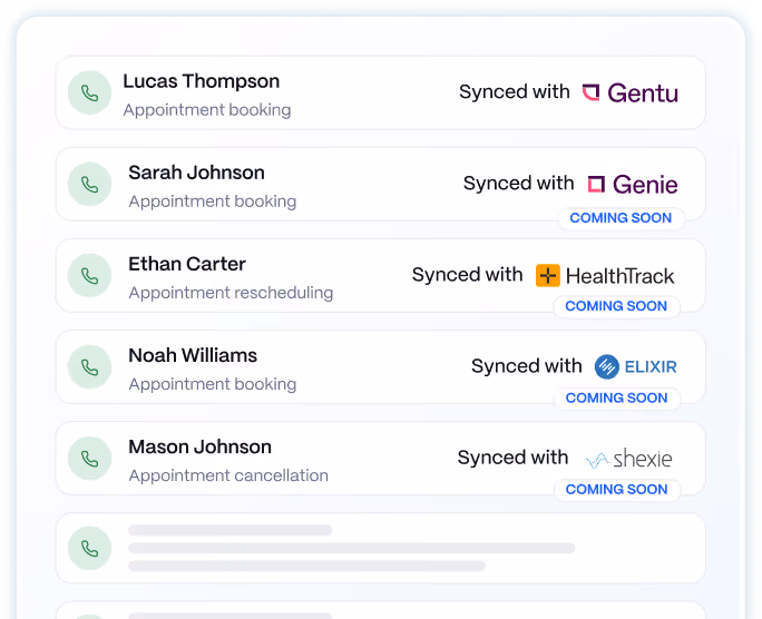 Medow Front Desk appointments synced with practice management systems
