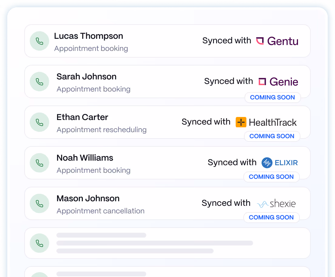 Medow Front Desk appointments synced with practice management systems