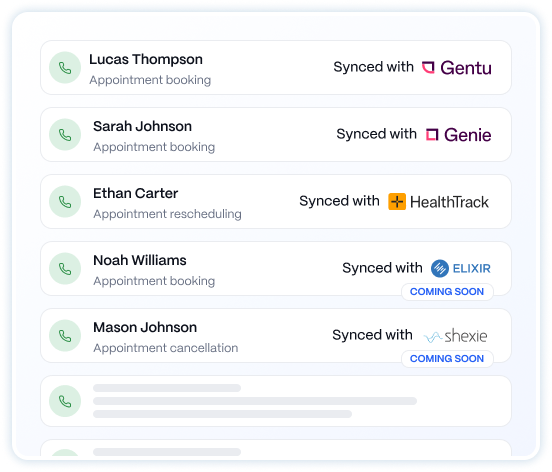 Medow Front Desk appointments synced with practice management systems