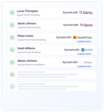 Medow Front Desk appointments synced with practice management systems