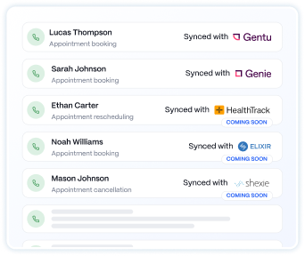 Medow Front Desk appointments synced with practice management systems