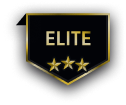 A display badge that says Elite with three stars. The colour is gold
