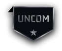 A display badge that says uncommon with one star. The colour is metallic
