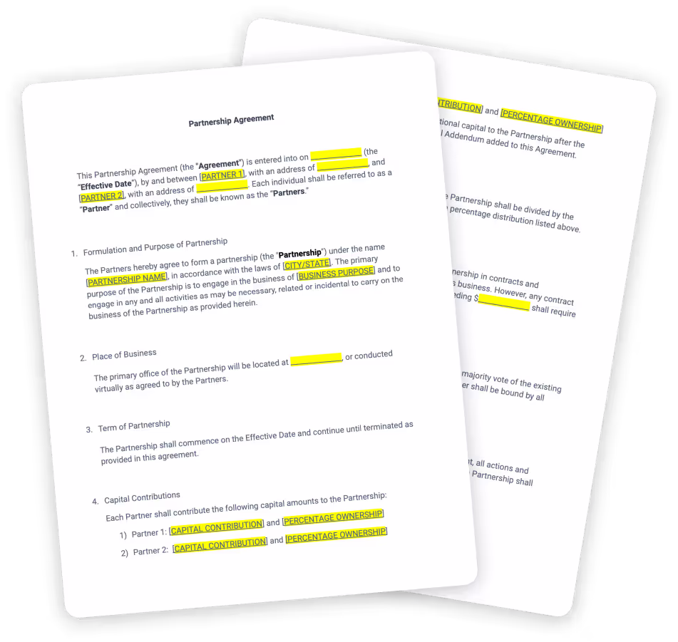 partnership agreement free contract template online