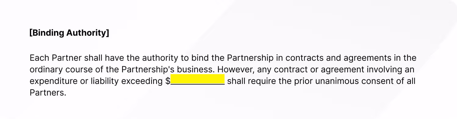 Binding Authority partnership agreement